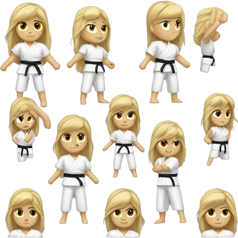 Strong muscle arm blonde teenage karate girl emoji