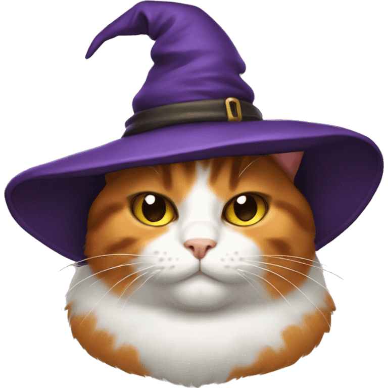 Fat calico cat witch hat emoji