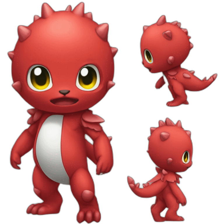 red baby Digimon creature full body\ emoji