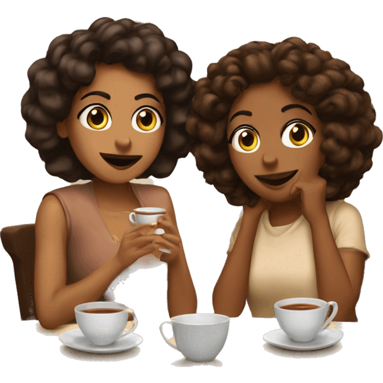 gossip over tea two brown girl friend  emoji