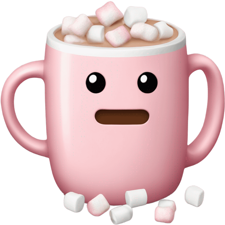 Light Pink mug of hot chocolate with marshmallows  emoji