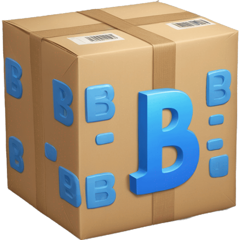 A big blue e-commerce parcel with a big "b" lowercaps on the top emoji