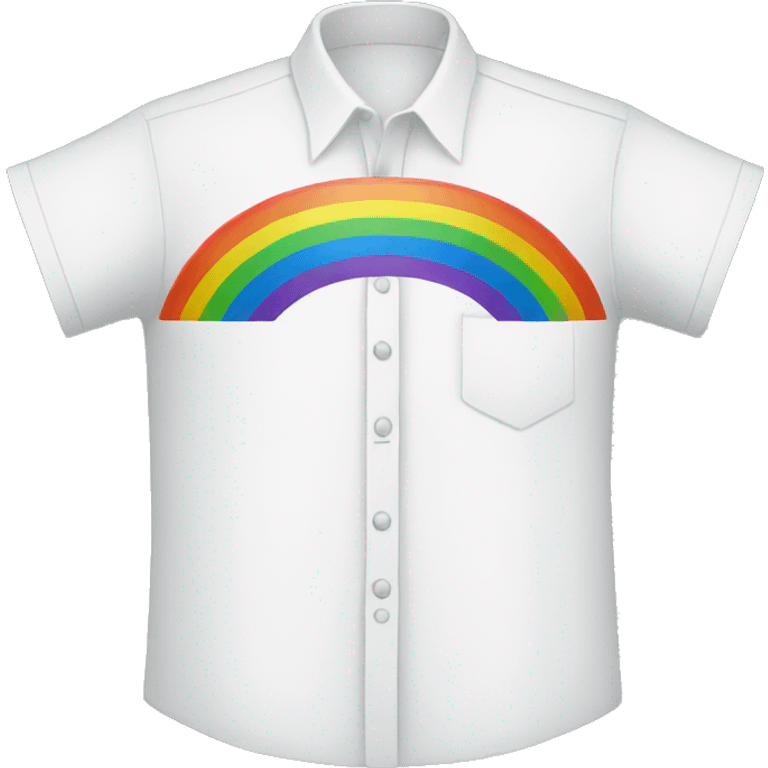 white shirt with rainbow emoji