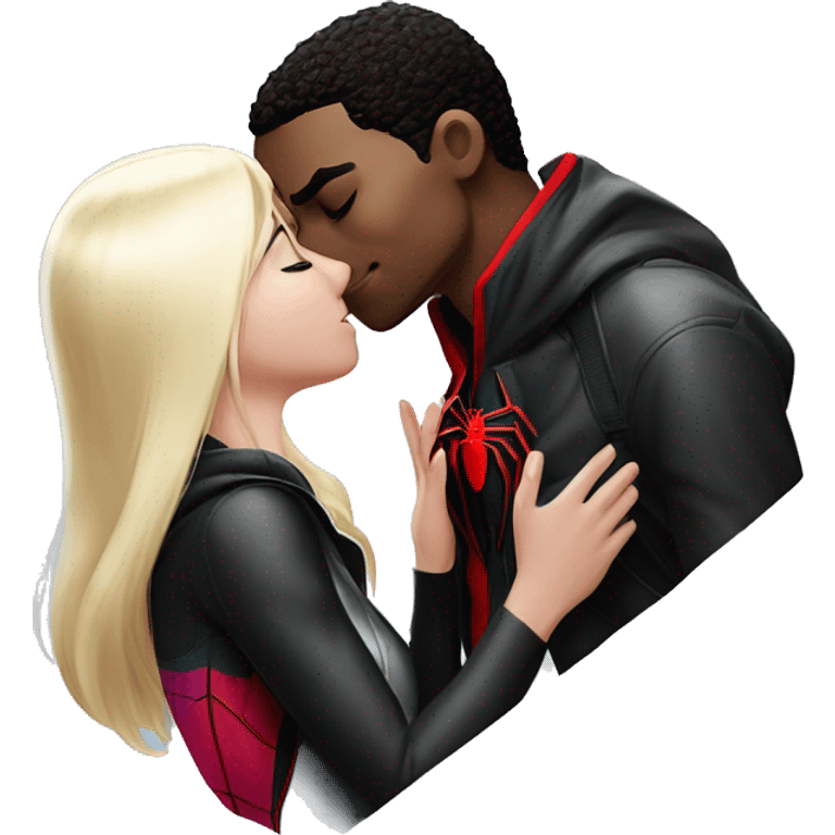 Spider-Man miles morales kissing gwen Stacey  emoji