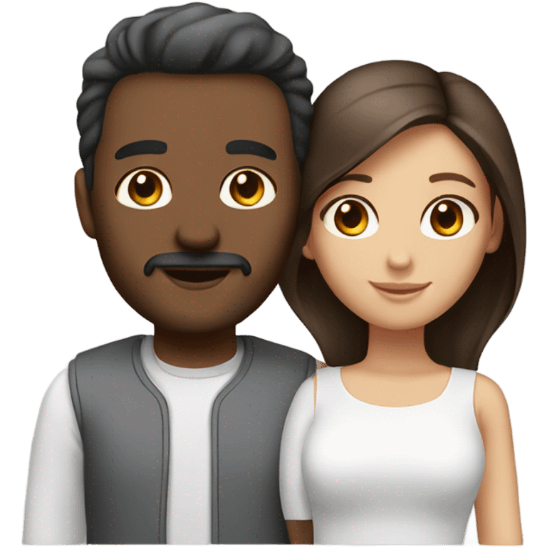 Couple wife + husband white color skin and black head and brown eyes emoji