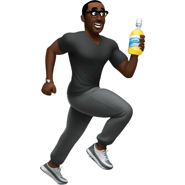 P. Diddy carrying bottles of baby oil while running emoji