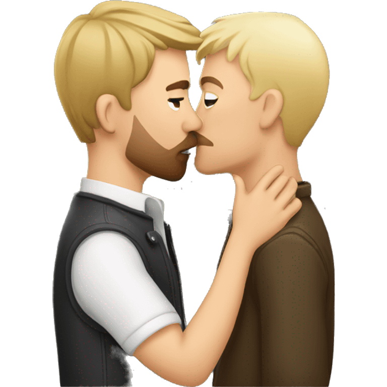 A German guy kisses a Norwegian guy emoji