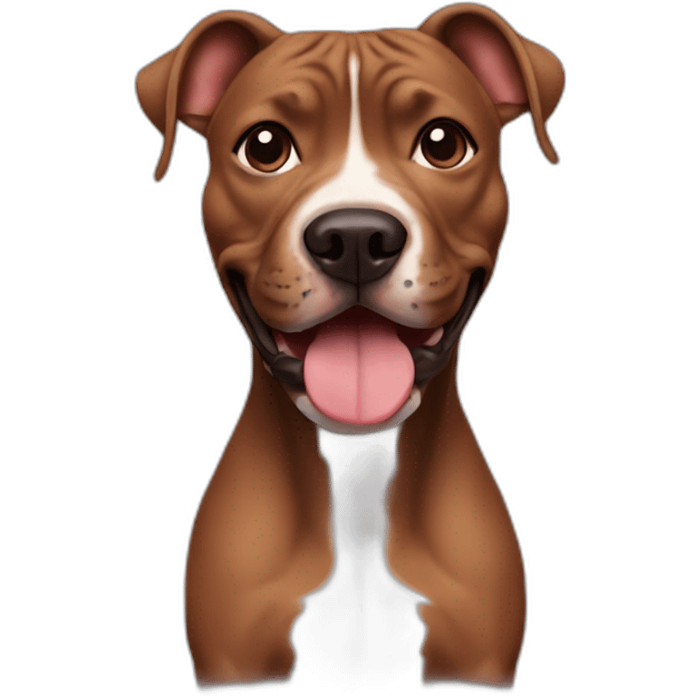 Brown pitbull with a black nose smiling emoji