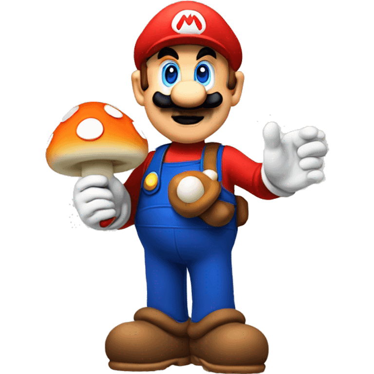 Mario holding a mushroom emoji