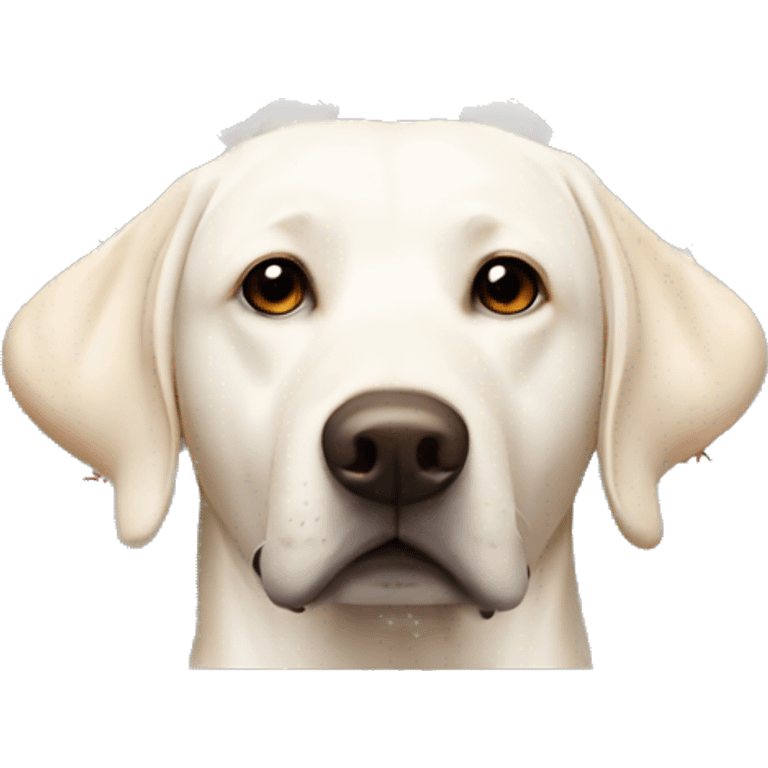 White lab wearing turkeys on head emoji