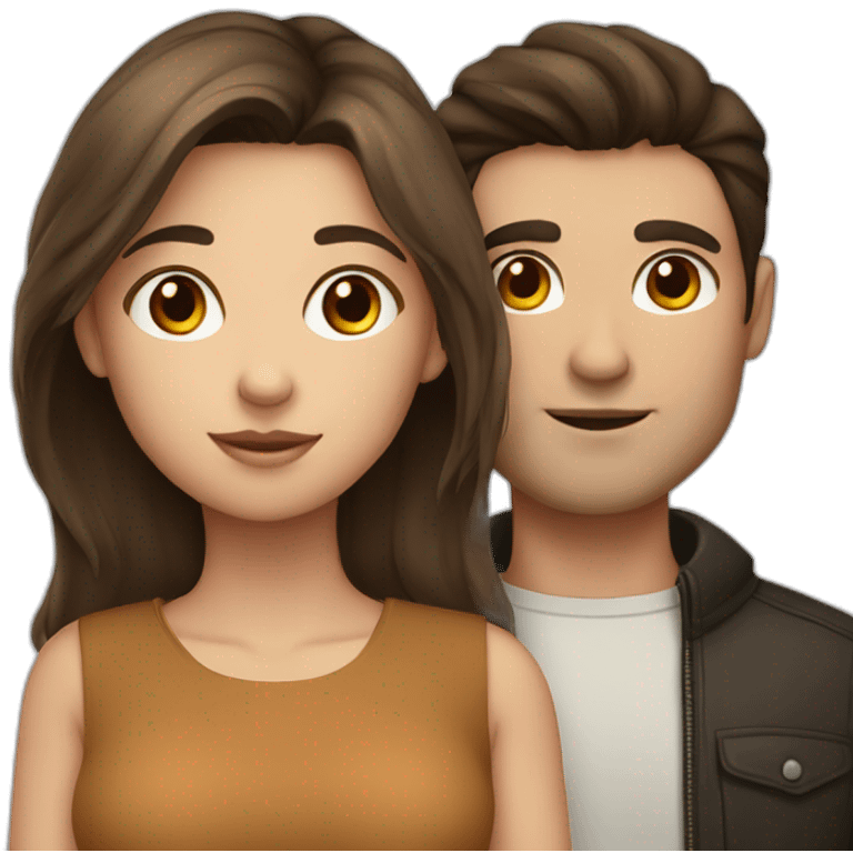 Girl with brown hair and man with dark hair emoji