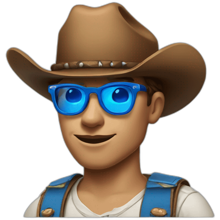 A cow boy with blue glasses and with a youtube logo in his chest emoji