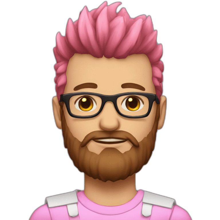 white punk, brown beard, pink mohawk, thick glasses emoji