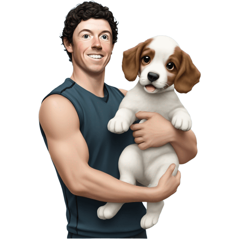 Rory Mcilroy holding a puppy emoji