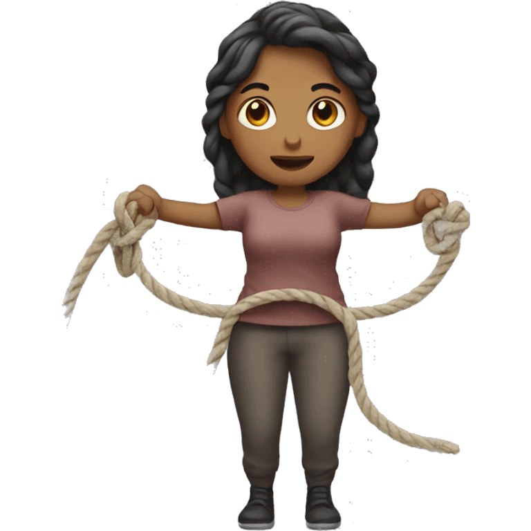 Woman holding rope emoji