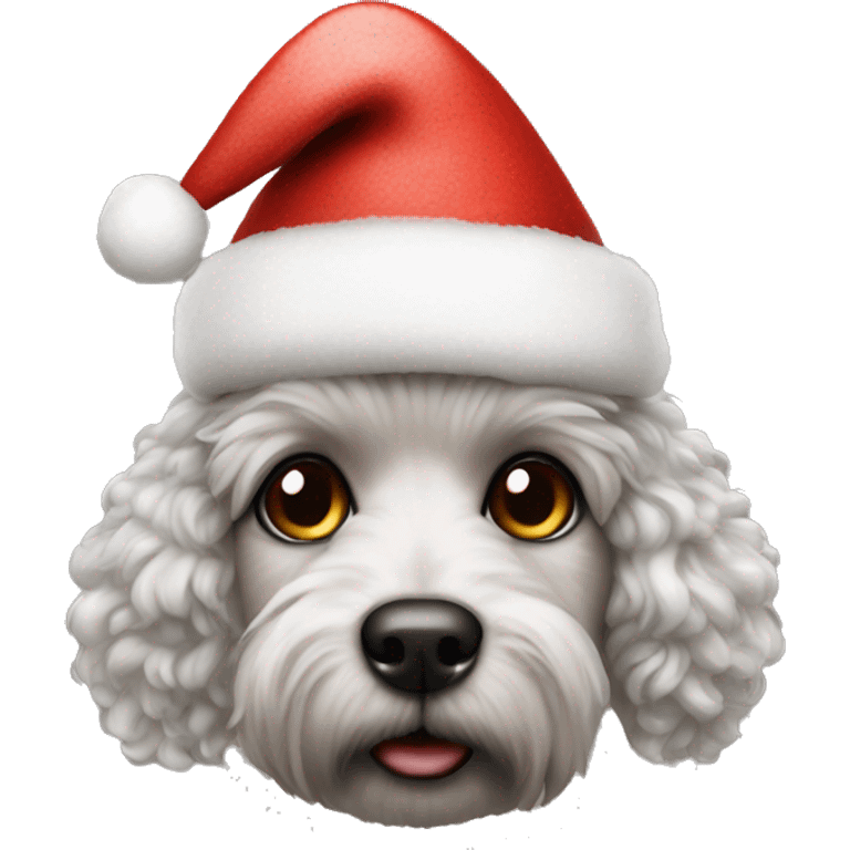 Realistic Pudel christmas hat emoji