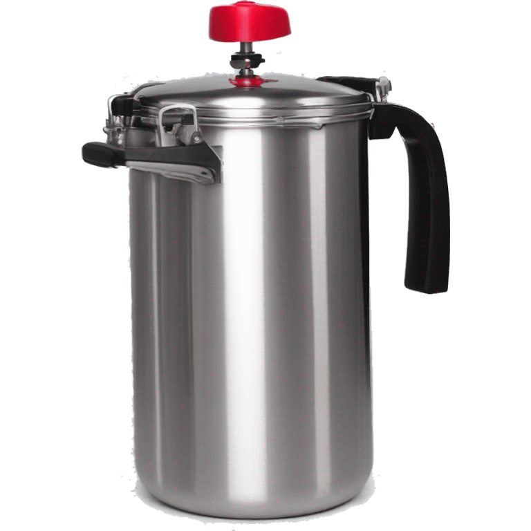 Stainless steel pressure pot, with black gights, 3 clamps lid, red line on the black knob emoji