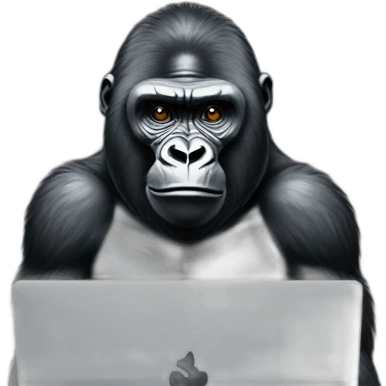 Gorilla using a computer emoji