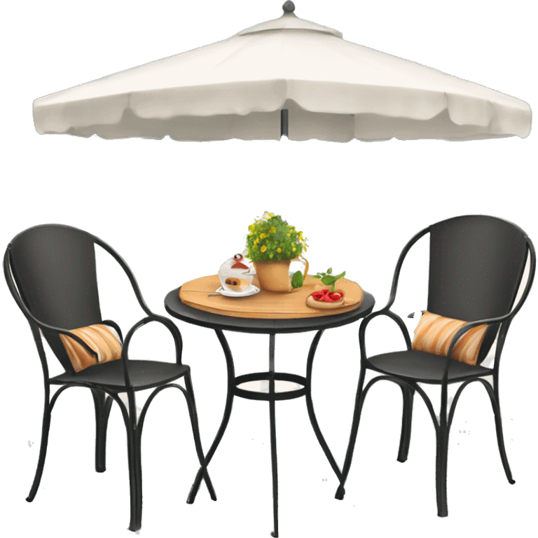 Terrasse Parisienne typique avec deux chaises et une table emoji