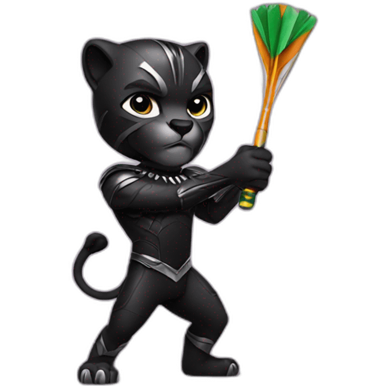 Black panther playing Dart emoji