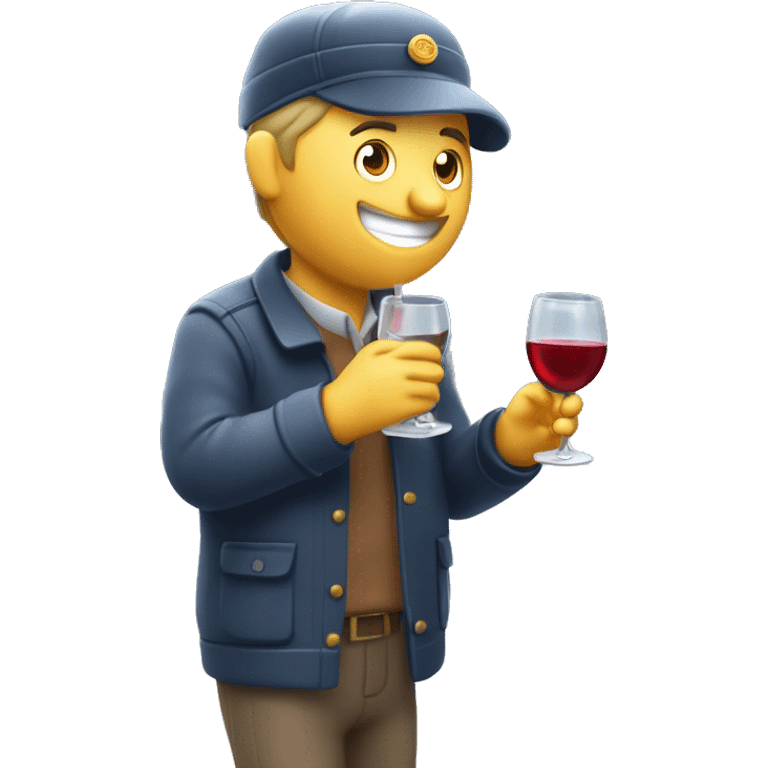 Drunk Postman drinking in snow  from wine decanter by mailbox  emoji