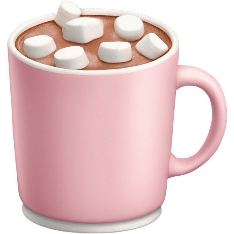 Light Pink mug of hot chocolate with marshmallows  emoji