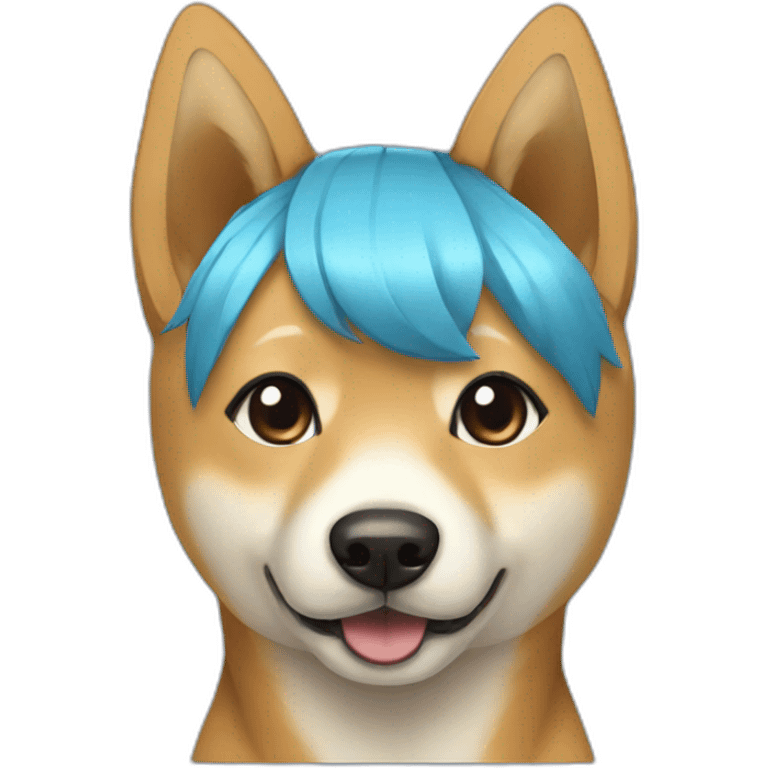 Shiba inu with blue hair girl emoji