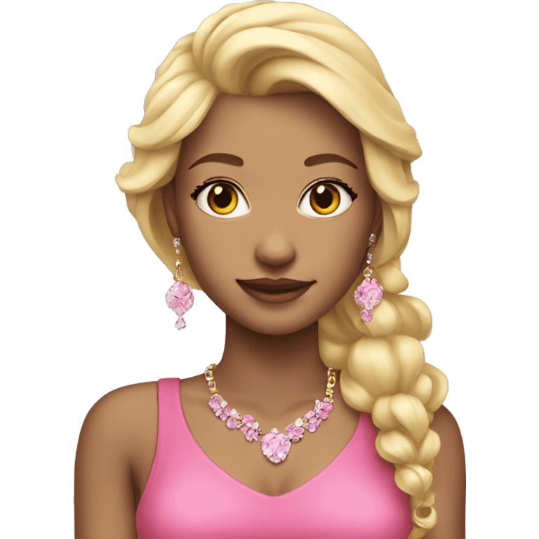 blonde girl with jewelry pink outfit emoji