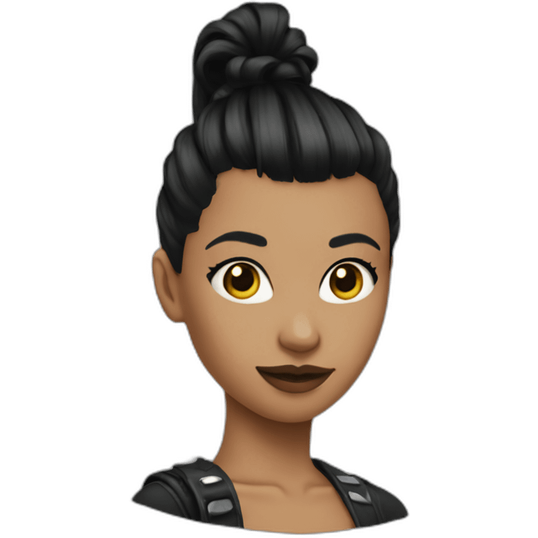 Punk female high ponytail black with bangs hair emoji