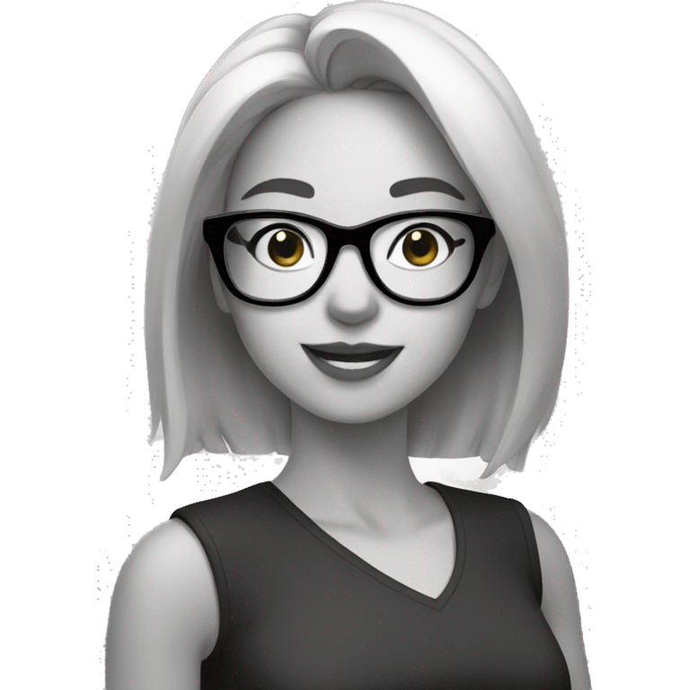 girl taking monochrome selfie in glasses emoji