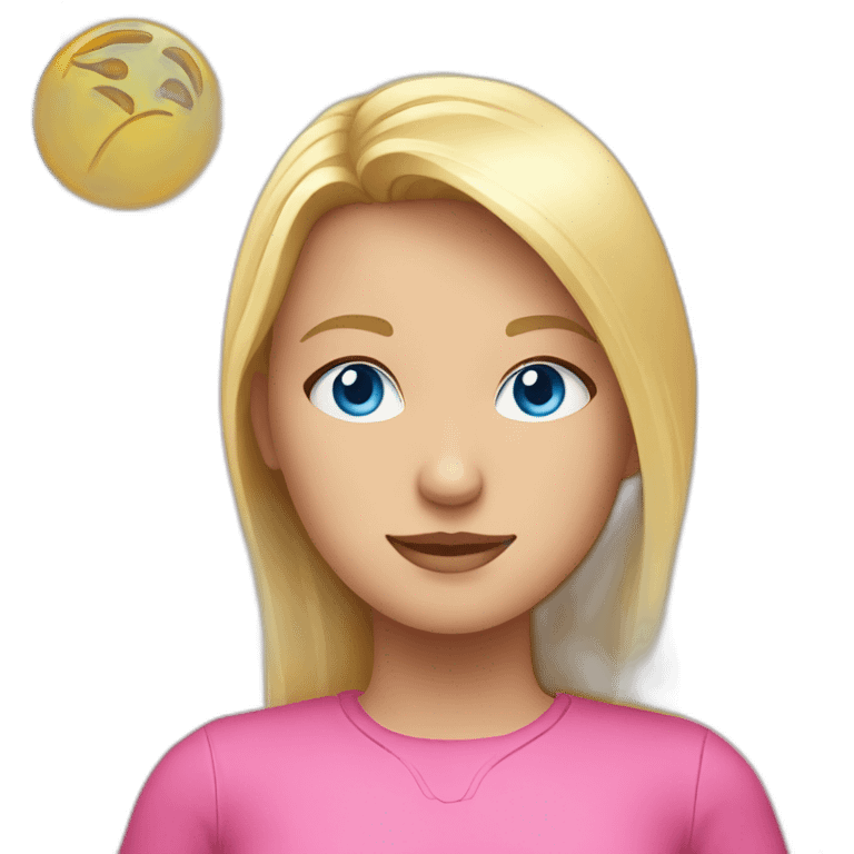 Blond girl with blue eyes and pink clothes emoji