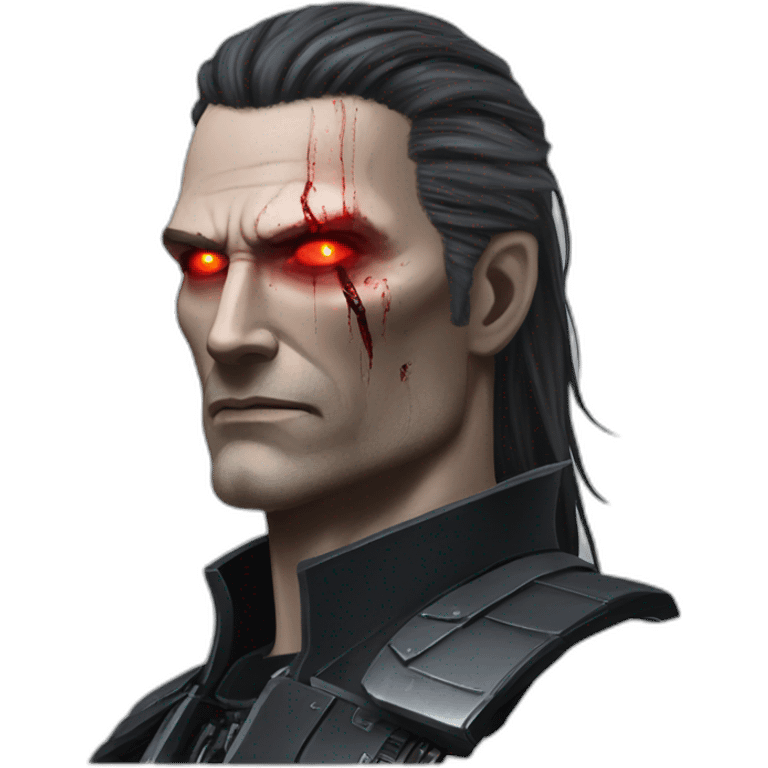 T800 robot witcher long hair red eye emoji