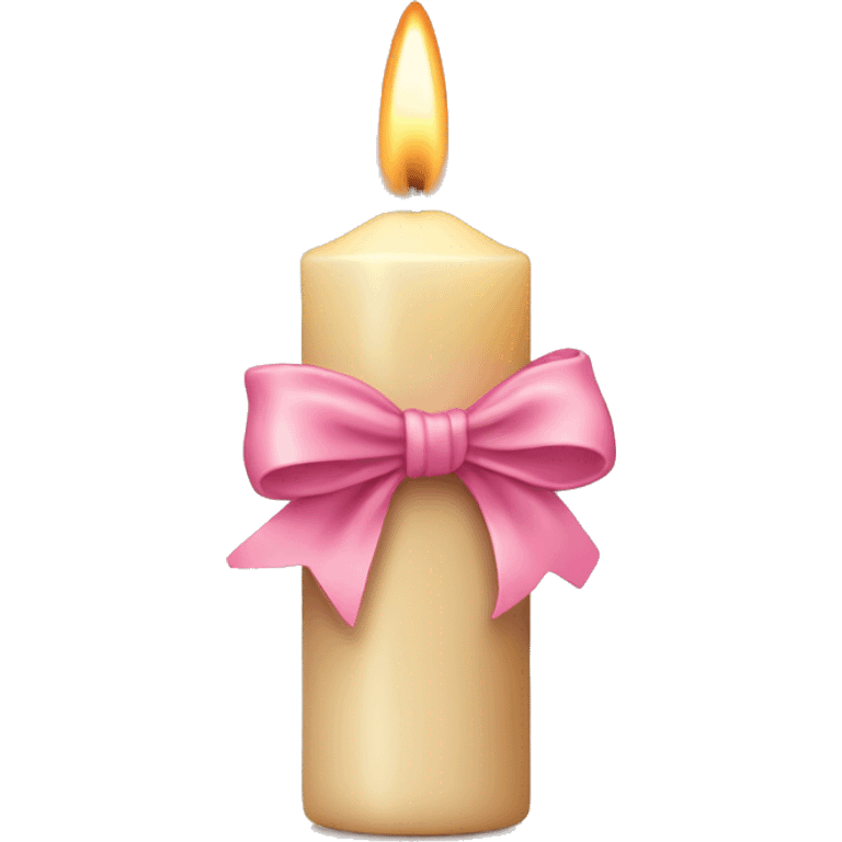 Beige candle with a pink bow emoji