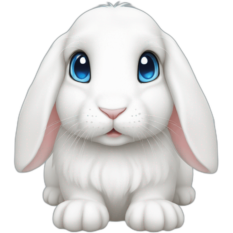 white lop rabbit with blue eyes emoji