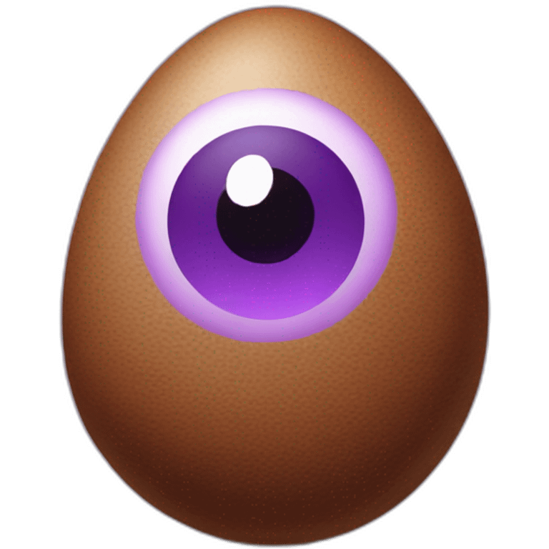 violet and brown egg with eyes emoji