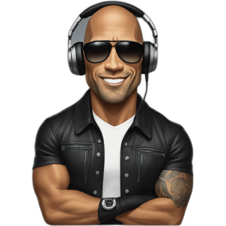 the rock as a DJ emoji