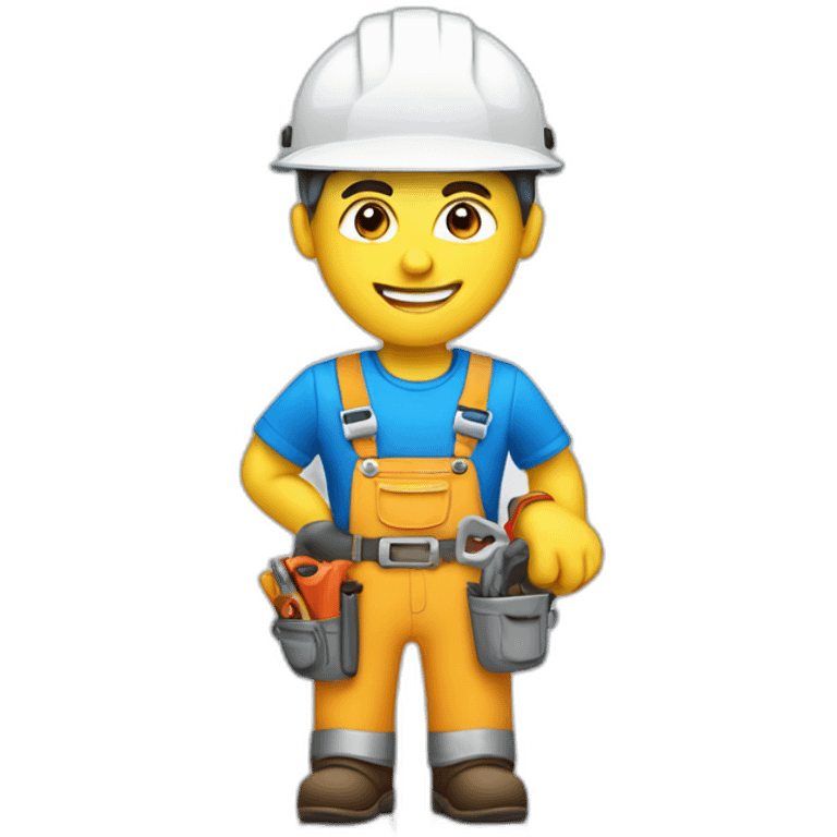 create a handyman with a logo of a WHITE M in a blue helmet emoji