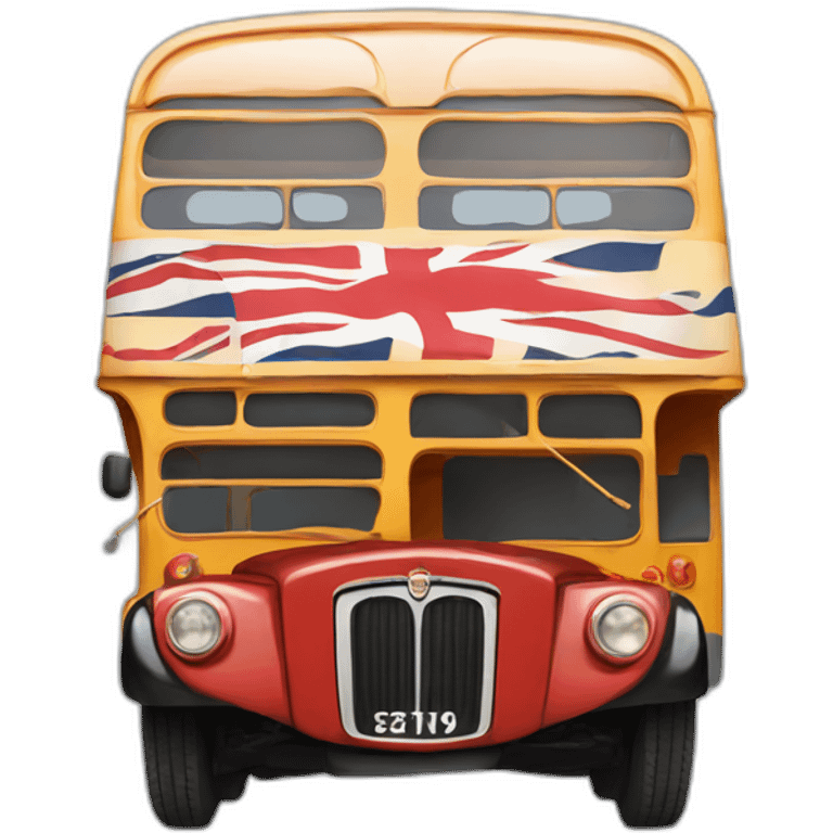 londonian bus with queen elisabeth emoji