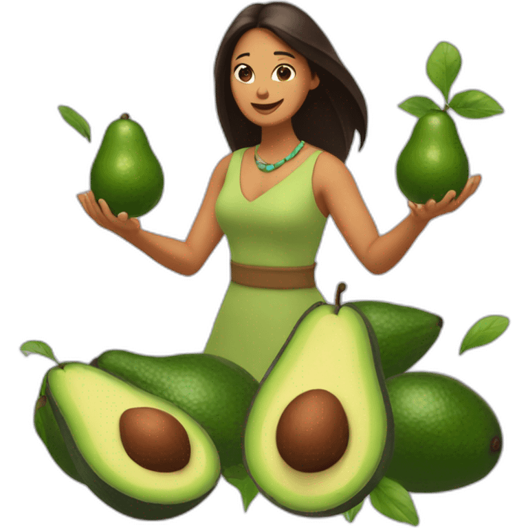 plant lady pocahontas juggling avocados emoji