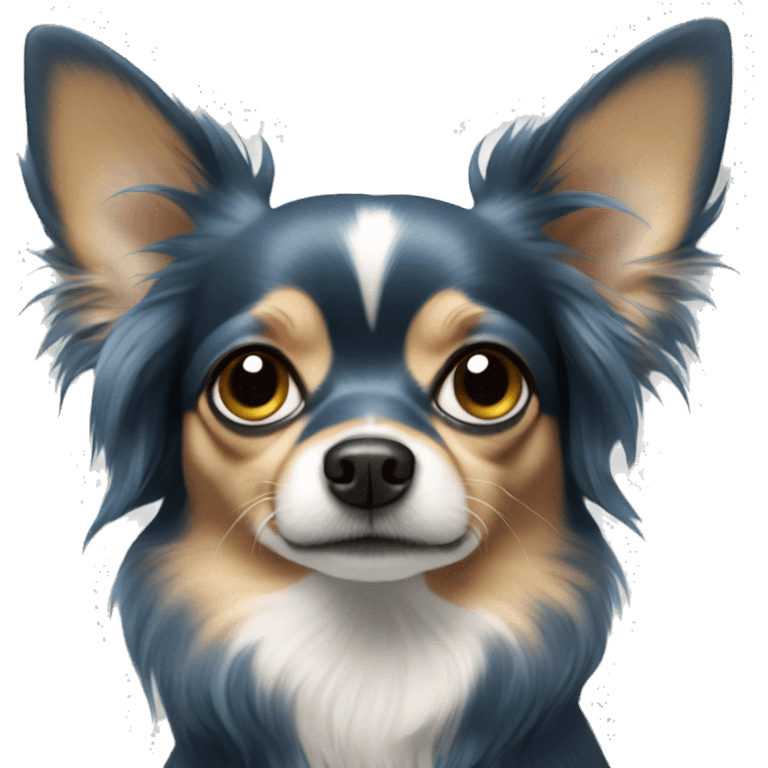 solid blue long-haired chihuahua face emoji