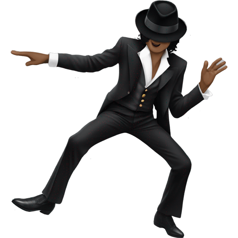 “Michael Jackson in a black suit, white glove, and fedora, striking a dance pose.” emoji