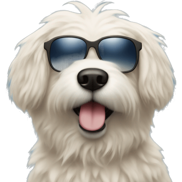 Fluffy dog with sunglasses emoji