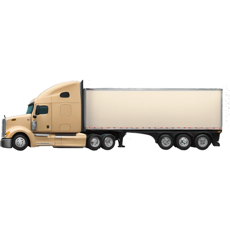 tan semi truck and trailer, side view emoji