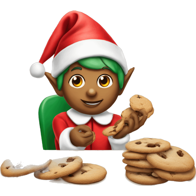 Elf on the shelf eating cookies emoji