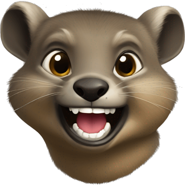 a rock hyrax smiling real big emoji