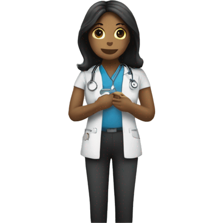 Mujer con unifome medico negro emoji