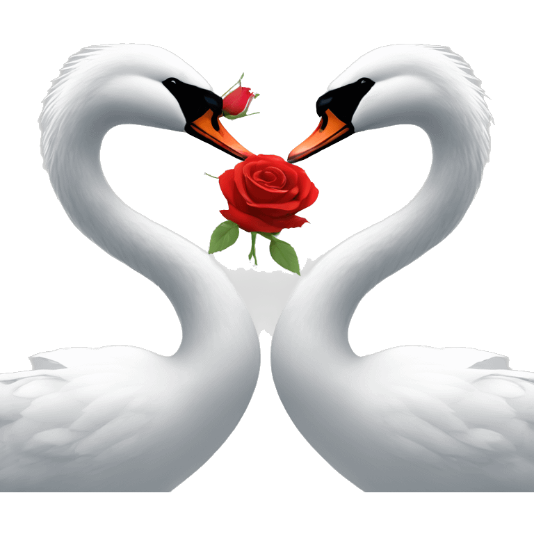 Swans facing each other with a rose in the middle  emoji