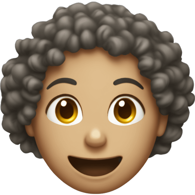 Curly haired woman getting laughing gas emoji