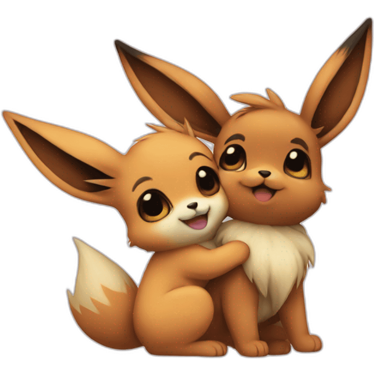 an eevee hugging another eevee emoji