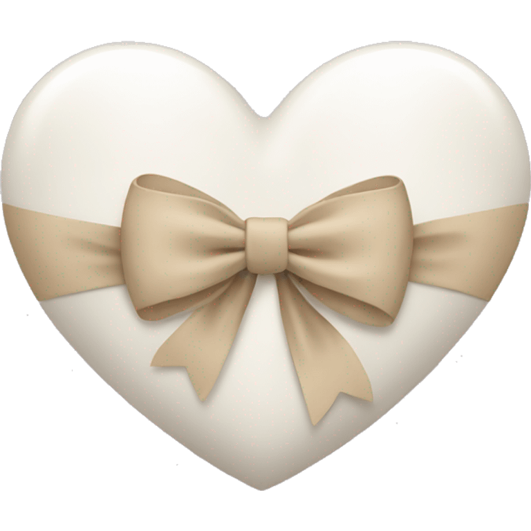 White Heart with a beige bow emoji